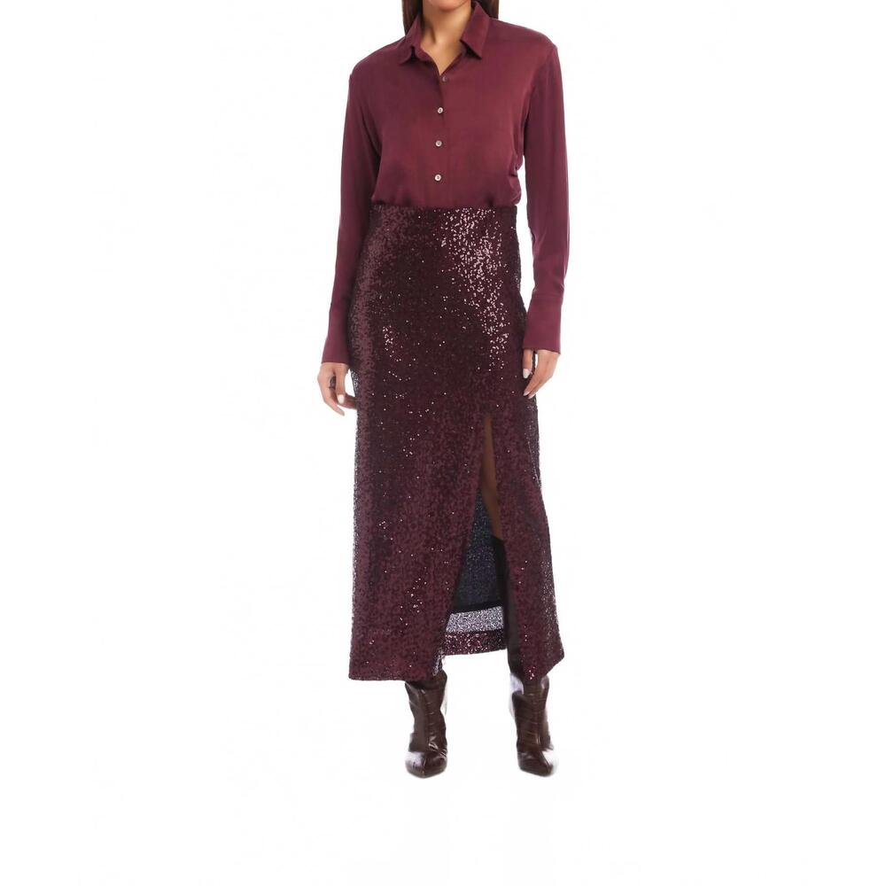 NEW FIFTEEN TWENTY cora sequin skirt in eggplant